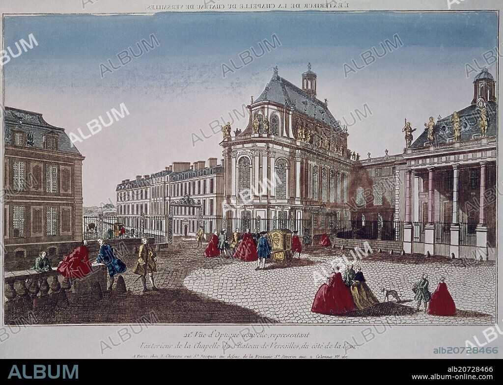 GRABADO-CAPILLA DEL PALACIO DE  VERSALLES- S XVII FRANCIA.