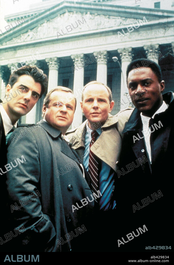 CHRIS NOTH, GEORGE DZUNDZA and MICHAEL MORIARTY in LAW & ORDER-TV, 1990. Copyright NBC.