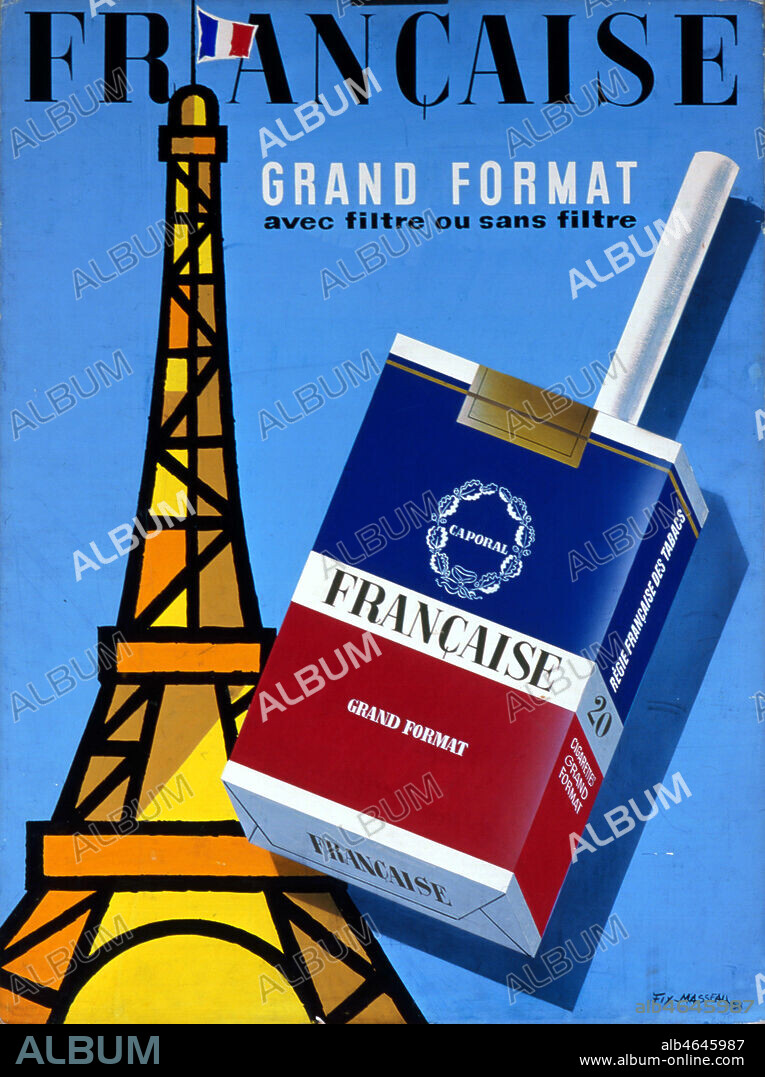 Affiche publicitaire de 1958 pour les cigarettes francaises illustree par FIX-MASSEAU (1905-1994)(ADAGP). Credit : Coll. Perrin/KHARBINE-TAPABOR.