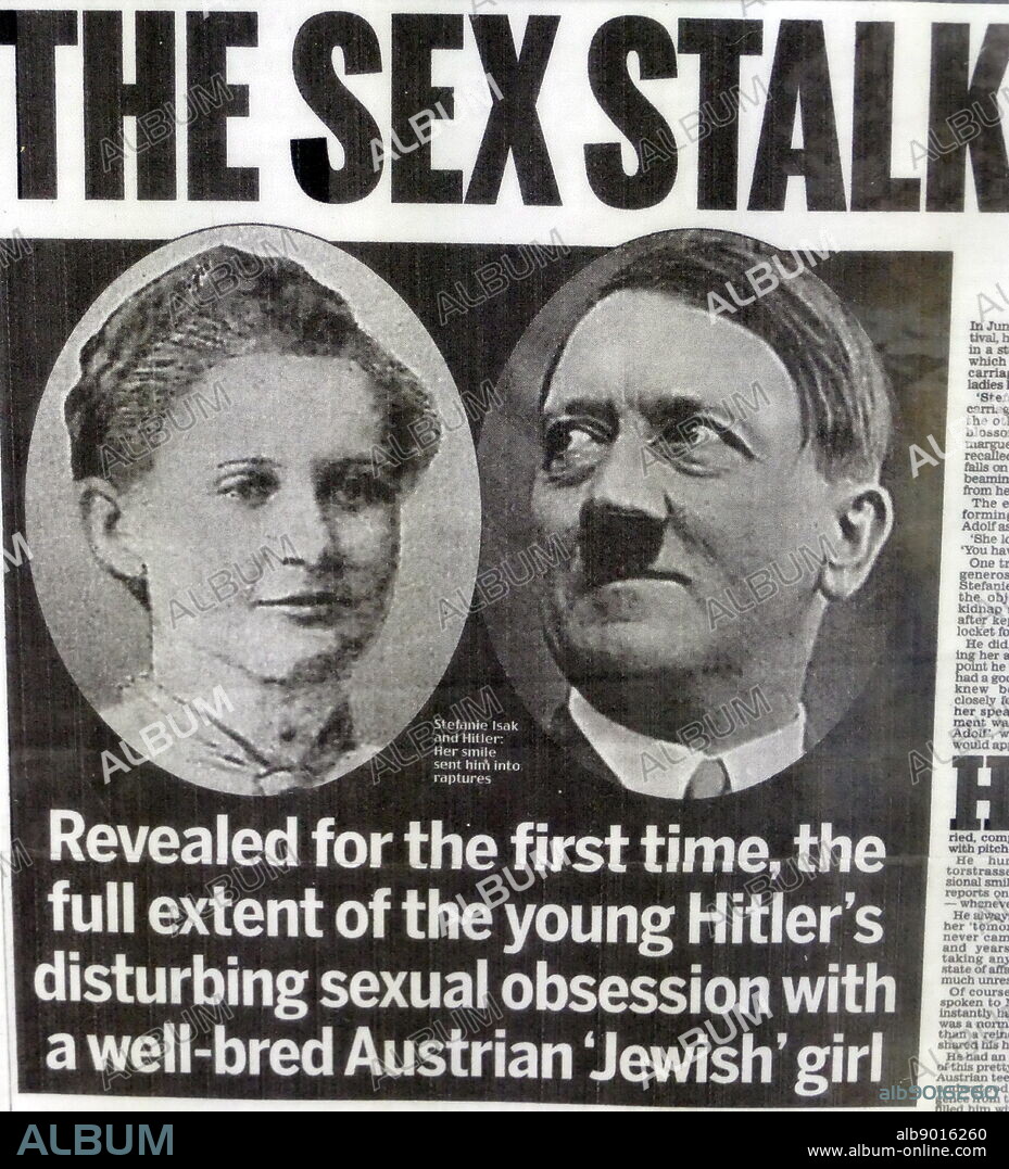 Newspaper headline commenting on Adolf Hitler and his unrequited love for Stefanie Rabatsch. Stefanie Rabatsch (1887- circa. 1973) was an Austrian woman who was allegedly an unrequited love of then-teenage Adolf Hitler, a claim made by Hitler's childhood friend August Kubizek. Adolf Hitler (1889-1945) a German politician and leader of the Nazi Party.