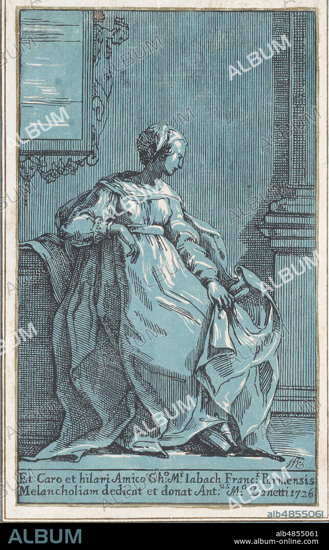 ANTON MARIA ZANETTI. Woman Seated in Room (Melancholy), 1726.