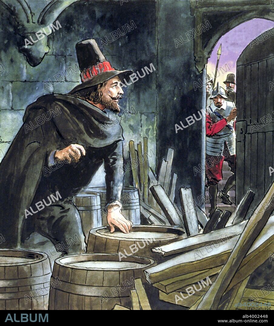 Guy Fawkes, caught in the act of preparing the Gunpowder