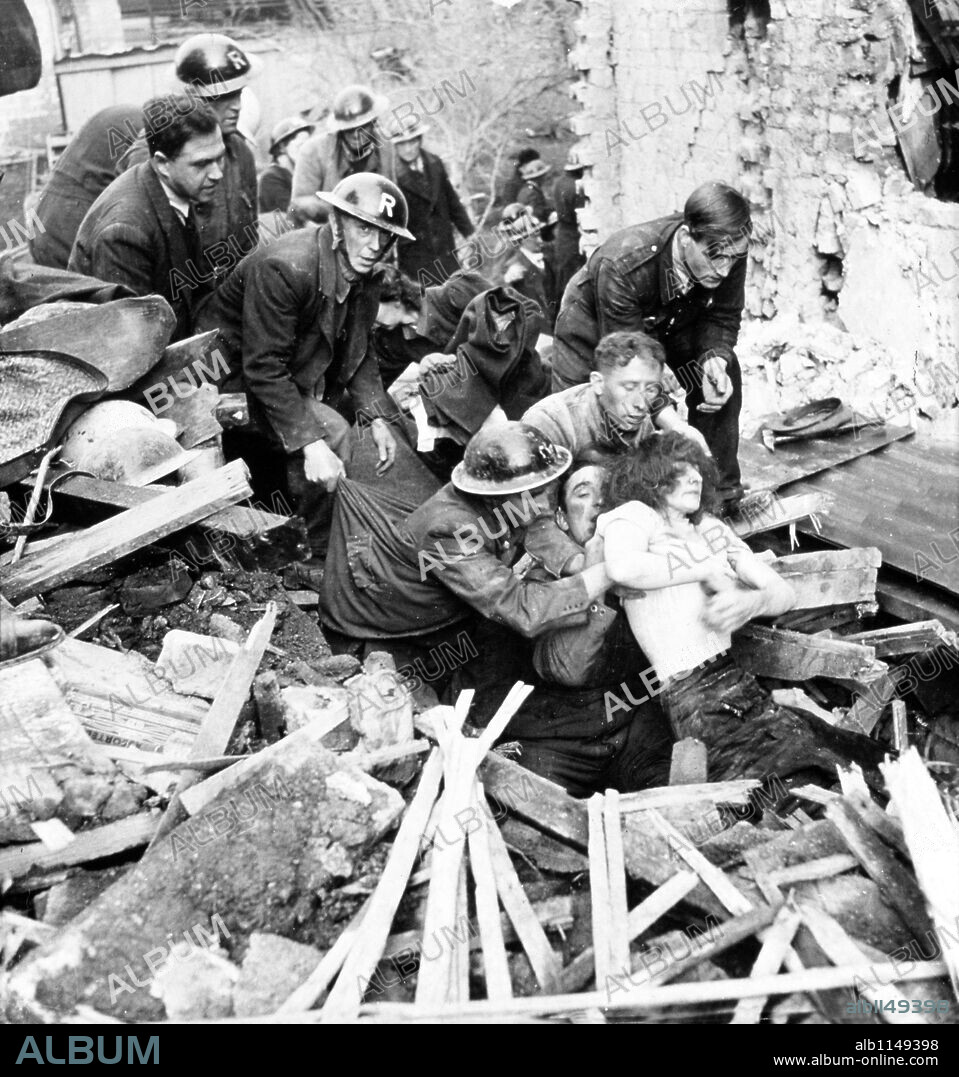 Western front: Battle of Britain. London Blitz.1940. After hours of toil the rescue squad saves a life London, England.