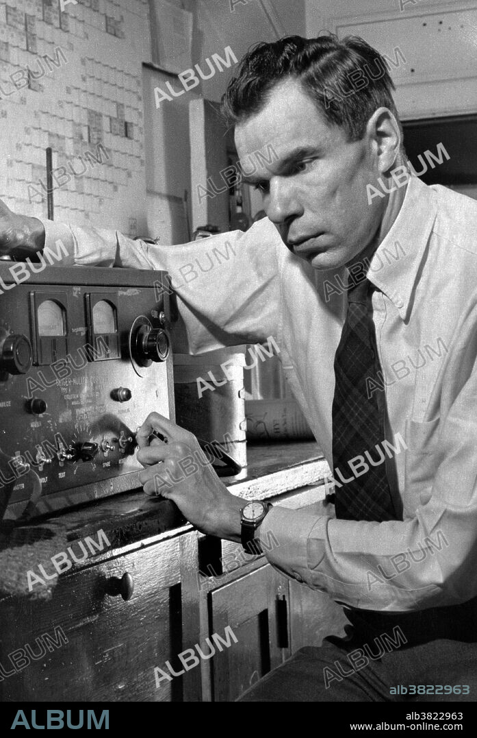 Seaborg adjusts a Geiger-Muller counter during search for plutonium at the Laboratory, January 5, 1948. Glenn Theodore Seaborg (April 19, 1912 - February 25, 1999) was an American chemist whose involvement in the synthesis, discovery and investigation of 10 transuranium elements earned him a share of the 1951 Nobel Prize in Chemistry. He was the principal or co-discoverer of ten elements: plutonium, americium, curium, berkelium, californium, einsteinium, fermium, mendelevium, nobelium and element 106, which, while he was still living, was named seaborgium in his honor. He discovered more than 100 atomic isotopes and is credited with important contributions to the chemistry of plutonium, originally as part of the Manhattan Project where he developed the extraction process used to isolate the plutonium fuel for the second atomic bomb. He advised ten US Presidents - from Truman to Clinton - on nuclear policy and was Chairman of the US Atomic Energy Commission from 1961-71, where he pushed for commercial nuclear energy and the peaceful applications of nuclear science. In 1998 he suffered a stroke, which led to his death six months later at the age of 86.