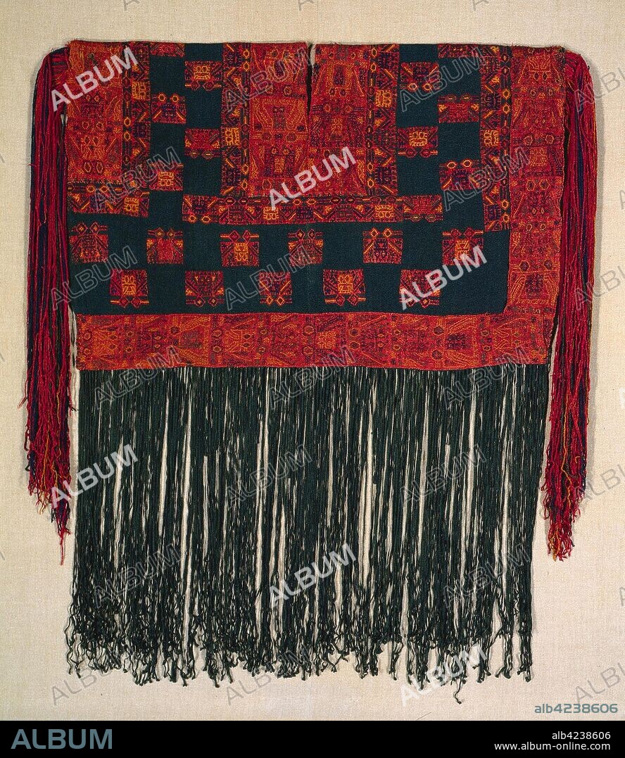 Tunic, c. 300 BC-AD 200. Peru, South Coast, Paracas, Cavernas Style, 3rd-2nd Century BC. Plain weave with embroidery, plain weave with warp substitution; camelid fiber; overall: 147.3 x 73.7 cm (58 x 29 in.).