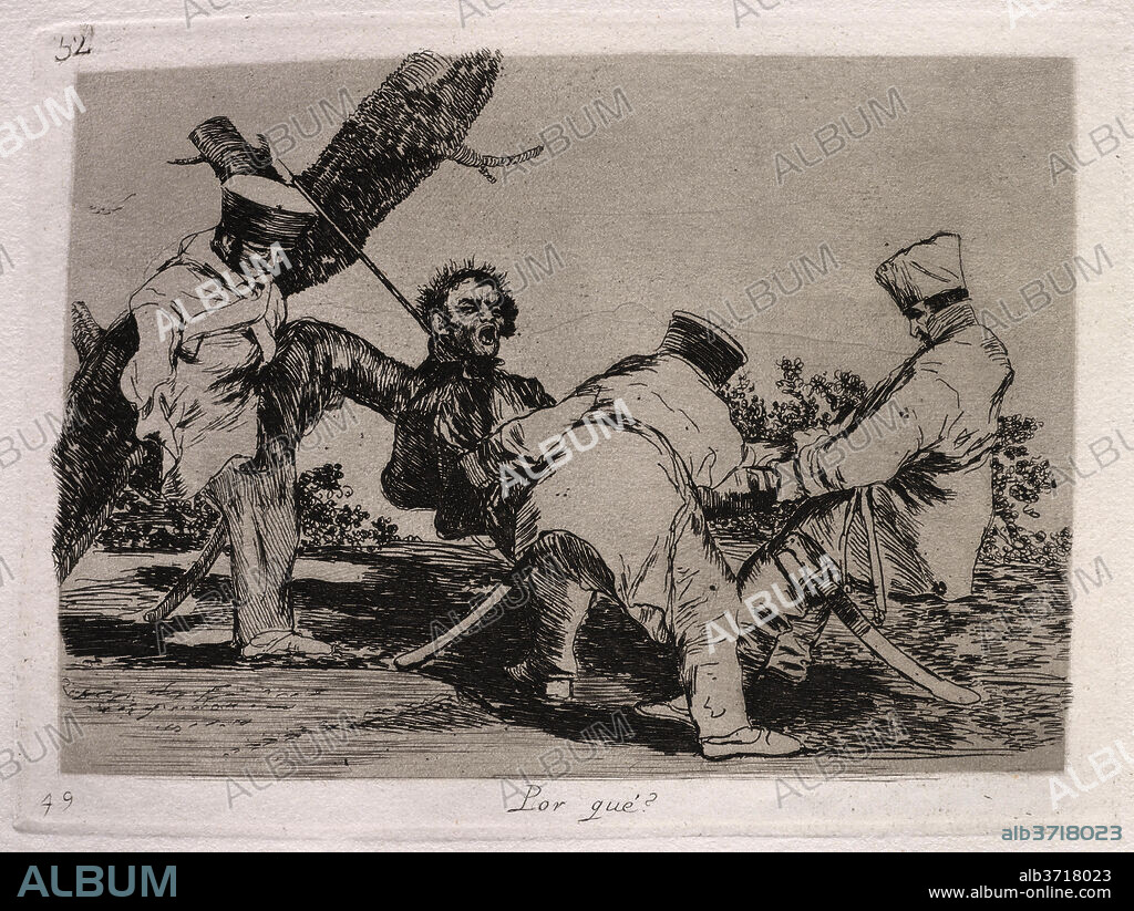 FRANCISCO DE GOYA. Por que? (Why?). Dated: published 1863. Medium: etching, lavis, drypoint, burin, and burnisher.