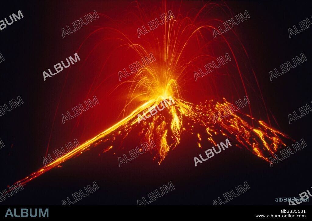 Volcano. Image of an eruption of the volcano Arenal in northwestern Costa Rica which occurred on July 6, 1991. This volcano remained dormant until 1968 when it burst into an eruption which killed 78 people.