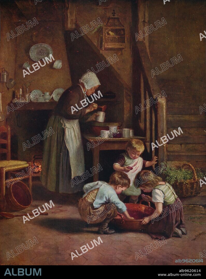 PIERRE EDOUARD FRERE. 'Making Jam', 1880, (c1915). From International Art: Past and Present by Alfred Yockney. [Virtue & Company, London, c1915].