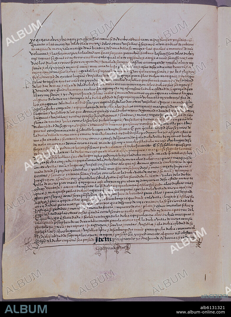 PAGINA 2V DEL TESTAMENTO DE ISABEL LA CATOLICA HECHO EN LA VILLA DE MEDINA DEL CAMPO A 12 DE OCTUBRE DE 1504.