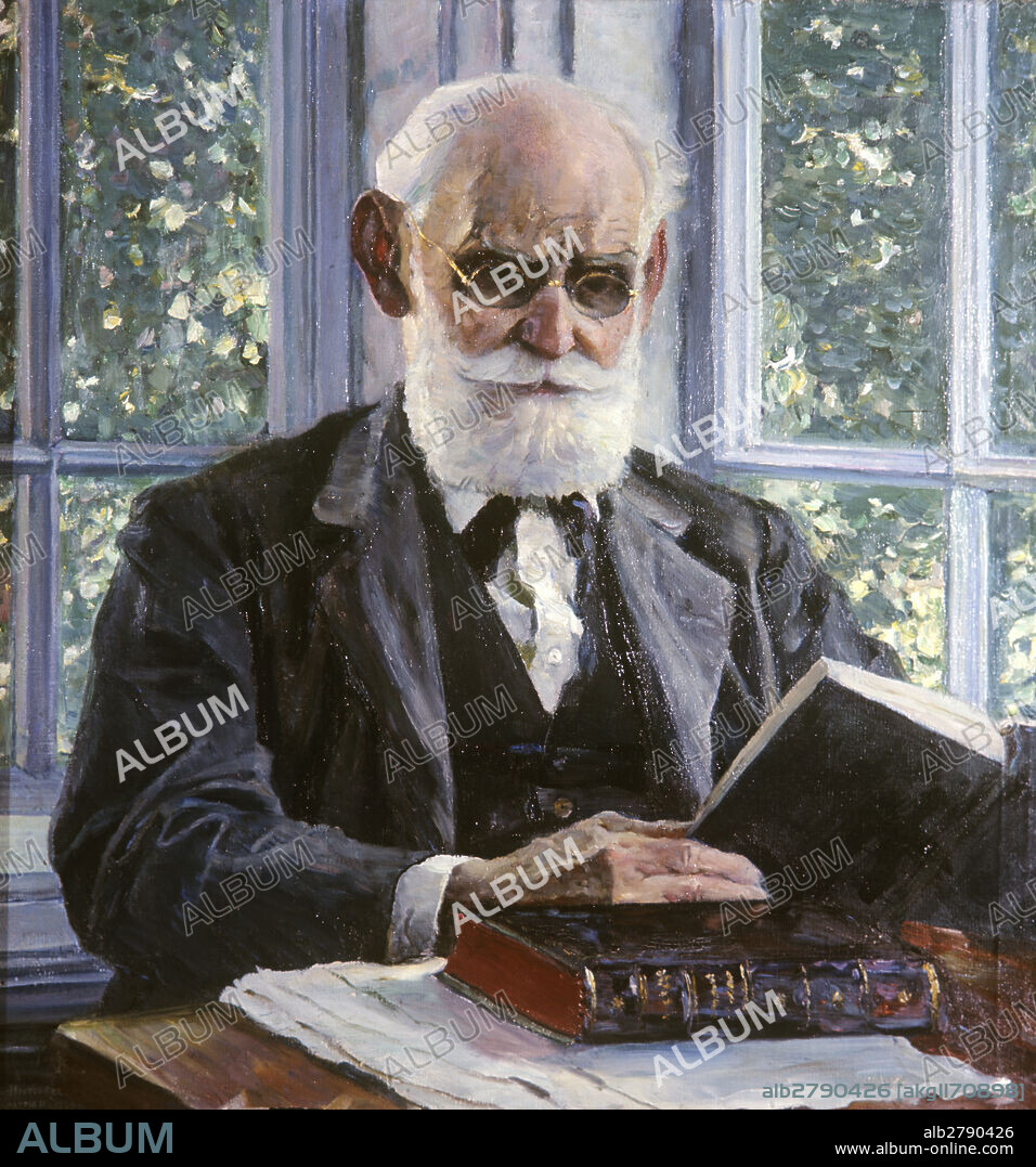 Soviet painting. Portrait of Ivan Pavlov (1930) by painter Mikhail Nesterov (1862-1942). Oil on canvas. 80x77. The State Russian Museum. Reproduction.