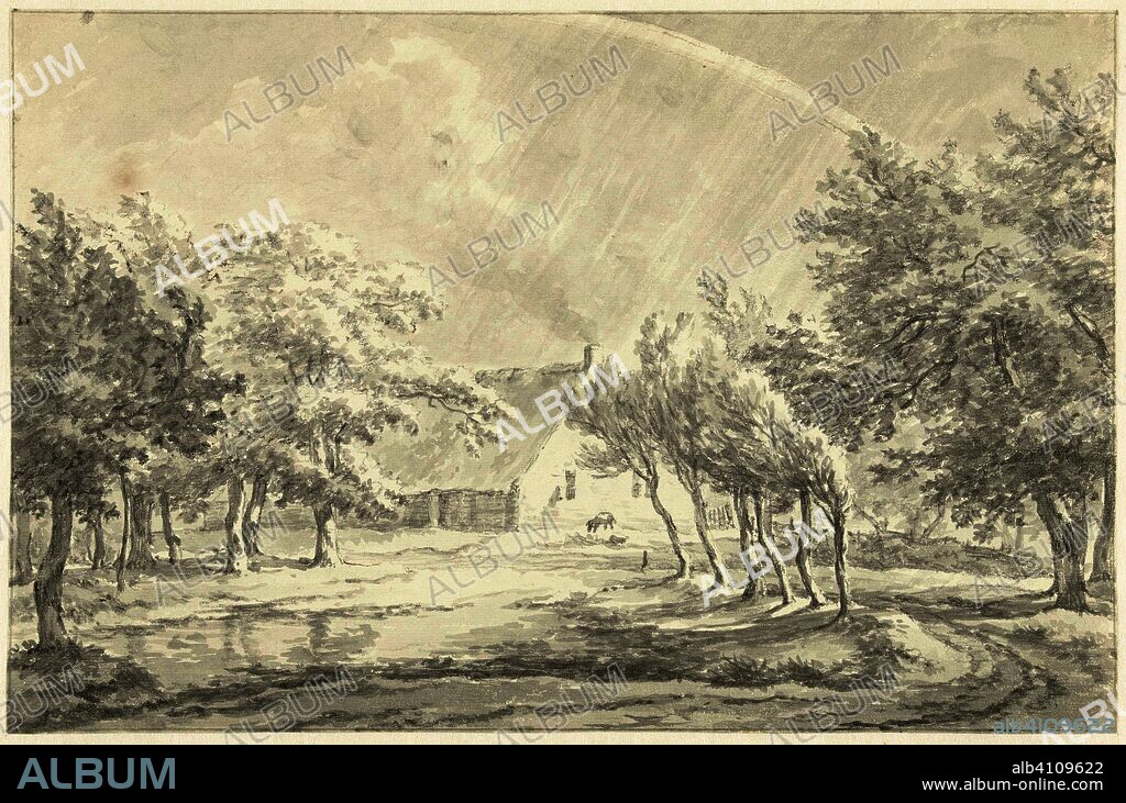Landscape in Eext (Drenthe). Draughtsman: Egbert van Drielst. Dating: 1755 - 1818. Measurements: h 244 mm × w 373 mm.