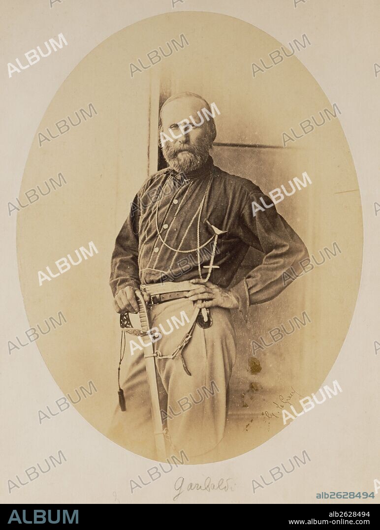 Portrait of Giuseppe Garibaldi; Gustave Le Gray, French, 1820 - 1884; Palermo, Italy, Sicily, Europe; June 1860; Albumen silver print; Image (oval): 25.7 x 19.7 cm (10 1/8 x 7 3/4 in.), Mount: 32.4 x 24.9 cm (12 3/4 x 9 13/16 in.).