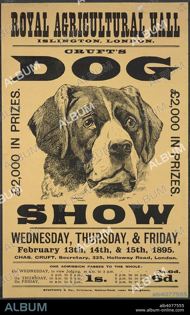 HENRY EVANION. A poster for Crufts dog show at the Royal Agricultural Hall, Islington, London. A collection of pamphlets, handbills, and miscella. London, c. 1895. Source: EVAN.615,. Language: English.