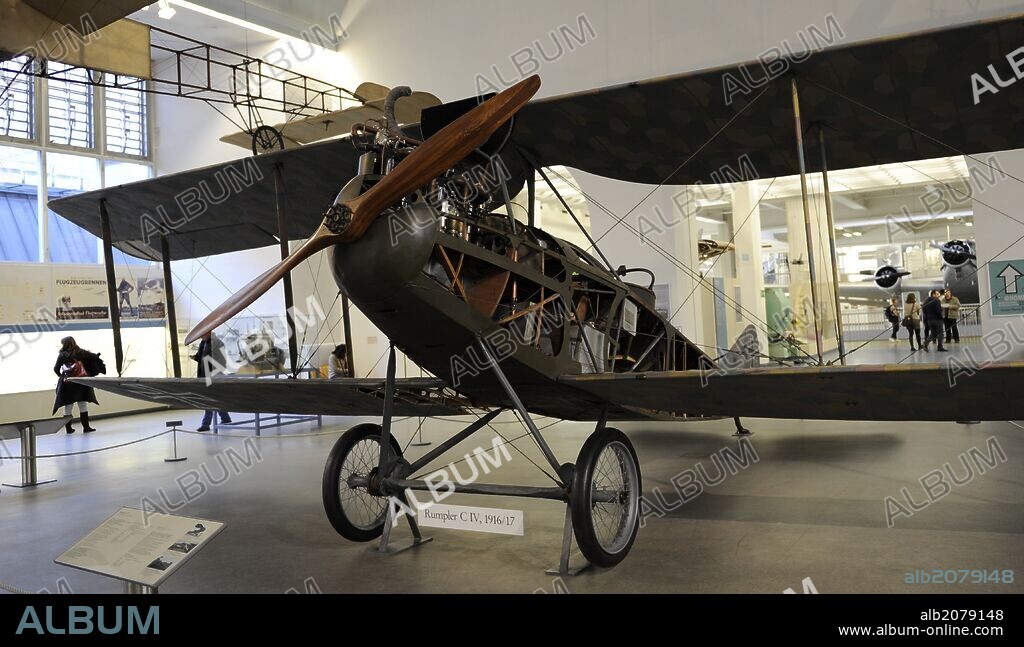 Rumpler C.IV. German single-engine, two-seat reconnaissance biplane. Designer: Dr. Edmund Rumpler. ManufacturerRumpler Flugzeugwerke. Introduction: 1917. Deutches Museum. Munich. Germany.