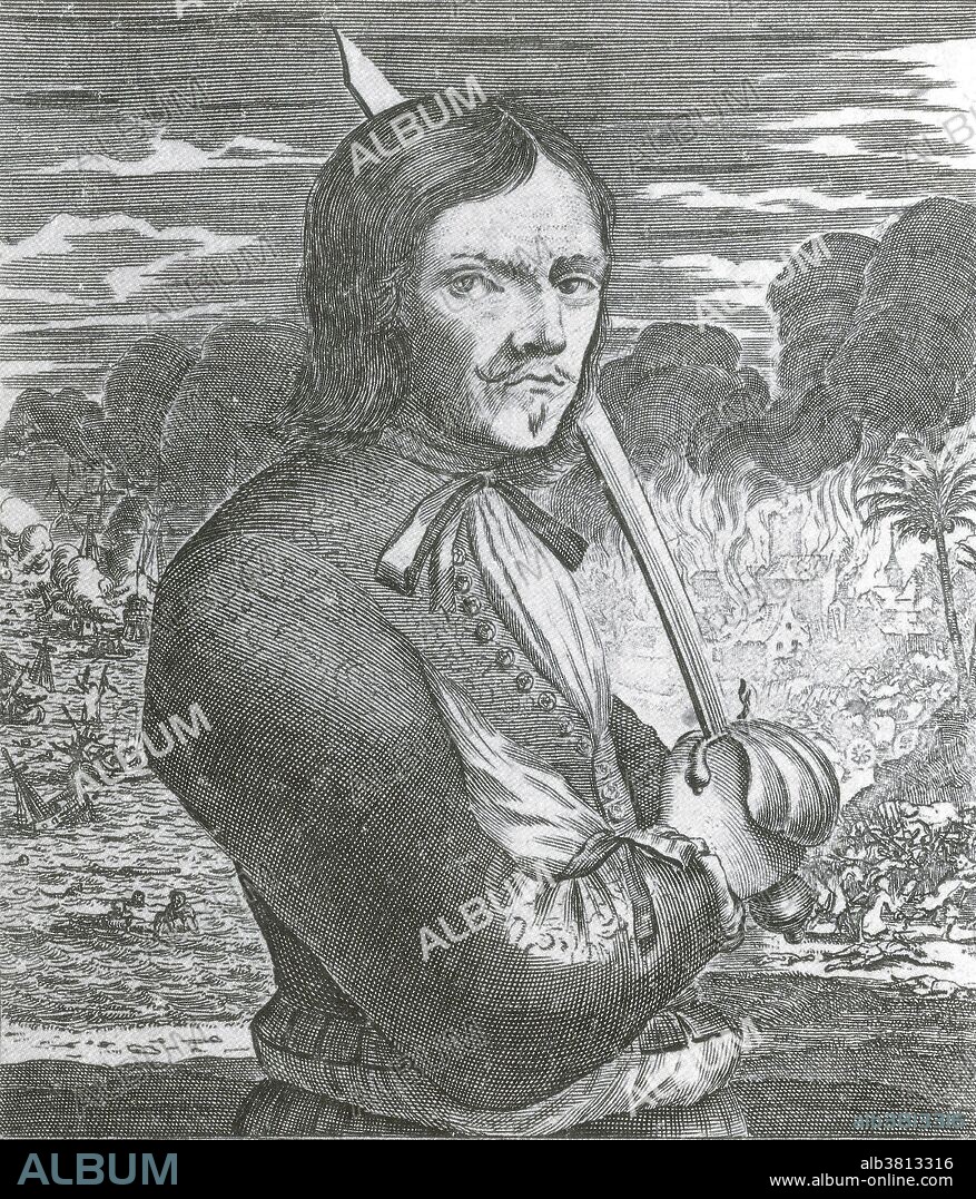 Jean-David Nau (1635 - 1668) was a French pirate, active in the Caribbean during the 1660s. As a young man he was sold to a master who took him to the Caribbean. From 1650 to 1660 he lived as servant on the Island of Martinique. In 1660 he joined the buccaneers stationed in Saint Domingue. Robbing and killing Spaniards was his occupation from that point till the end of his life. His nicknames were Francois L'Ollonais and Bane of the Spanish (Flail of the Spaniards). He was an expert torturer, and his techniques included slicing portions of flesh off the victim with a sword, burning them alive, and woolding, which involved tying knotted rope around the victim's head until their eyes were forced out. He and his men raped, pillaged and eventually burned much of Maracaibo before moving south to Gibraltar, on the southern shore of Lake Maracaibo. Despite being outnumbered, the pirates slaughtered 500 soldiers of Gibraltar's garrison and held the city for ransom. He ran aground on a sandbar on the coast of Darien, the province of Panama. They headed inland to find food, but were captured by the Kuna tribe in DariÃ©n. He was eaten by the natives.