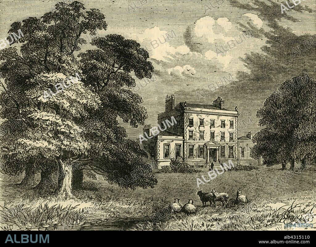 'Abney House, 1845', (c1876). Red brick mansion of Sir Thomas Abney, built c1690 before demolition in 1845.  From "Old and New London: A Narrative of Its History, Its People, and Its Places. The Western and Northern Studies", by Edward Walford. [Cassell, Petter, Galpin & Co., London, Paris & New York].