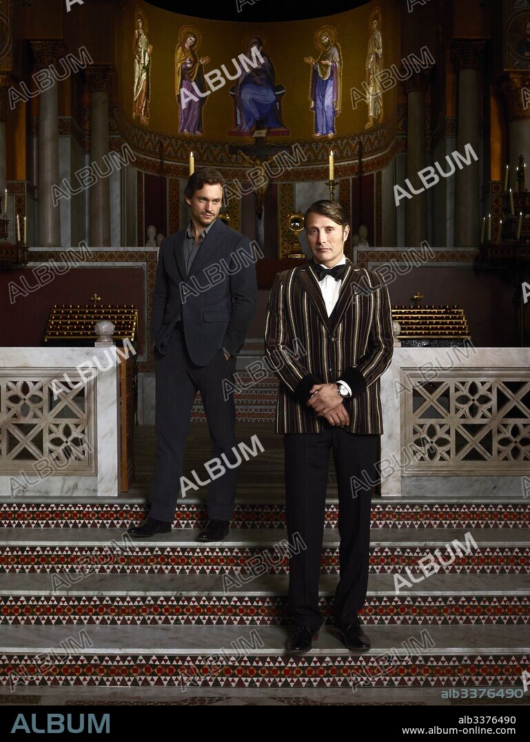 HUGH DANCY and MADS MIKKELSEN in HANNIBAL, 2013, directed by MICHAEL RYMER and TIM HUNTER. Copyright DINO DE LAURENTIIS. Season 3.