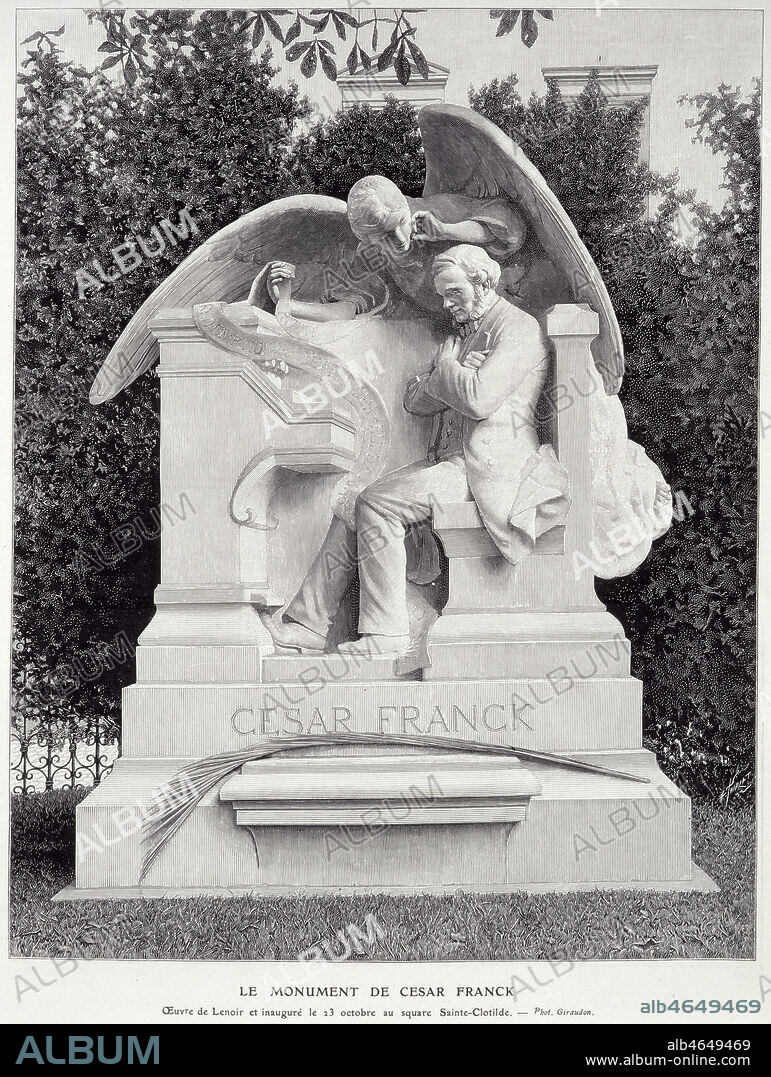 'Le monument de Cesar FRANCK (1822-1890). Oeuvre de LENOIR inauguree au square Sainte-Clotilde'. Photographie de GIRAUDON tiree de L'Illustration du 29/10/1904. Credit : Collection KHARBINE-TAPABOR.
