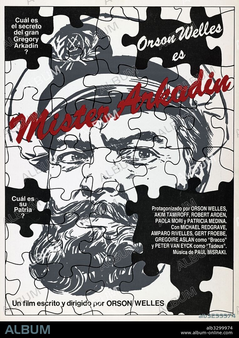Poster de MISTER ARKADIN, 1955 (MR. ARKADIN), dirigida por ORSON WELLES. Copyright MERCURY/CERVANTES FILMS/FILMORSA.