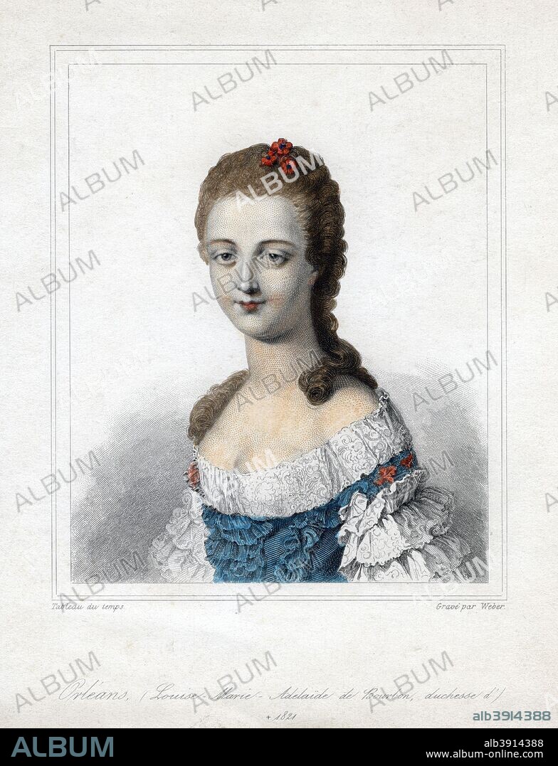 Louise Marie Adelaide de Bourbon-Penthievre, duchesse d'Orleans, late 18th century, (1821). Portrait of the Duchess of Orleans (1753-1821), mother of Louis-Philippe King of the French.