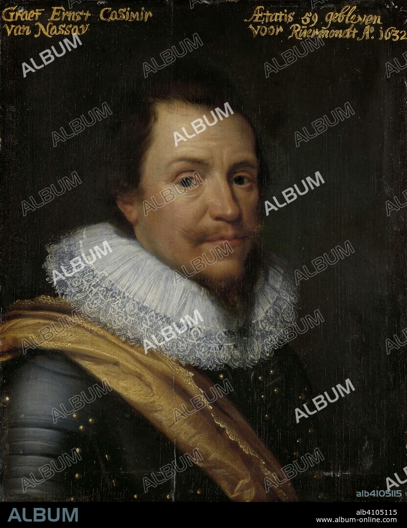 MICHIEL JANSZ VAN MIEREVELT (WORKSHOP OF) and JAN ANTONISZ VAN RAVESTEYN (REJECTED ATTRIBUTION). Portrait of Ernst Casimir I, Count of Nassau-Dietz. Dating: c. 1623 - c. 1633. Measurements: support: h 29.8 cm × w 24.2 cm.
