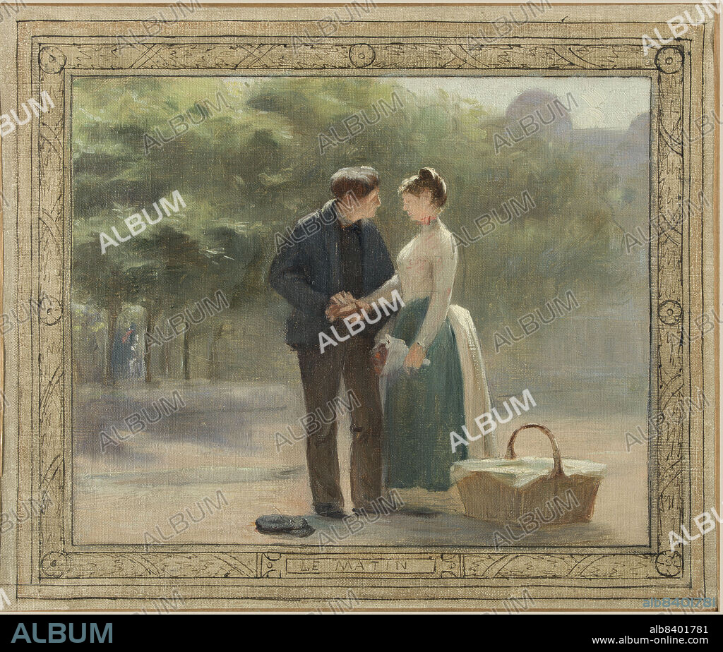 GEORGES ROUSSEL. Sketch for the salle des mariages (wedding hall) of the town hall in the 14th arrondissement, Paris: Morning, c.1889. Working-class couple. (Esquisse pour la salle des mariages de la mairie du 14ème arrondissement : Le Matin).
