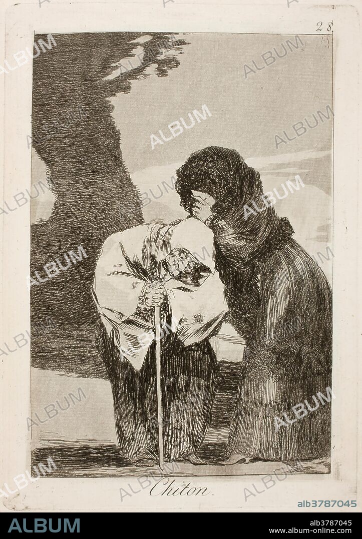 Francisco de Goya y Lucientes / 'Chitón'. 1797 - 1799. Aguafuerte, Aguatinta, Escoplo sobre papel verjurado, ahuesado, 306 x 201 mm.