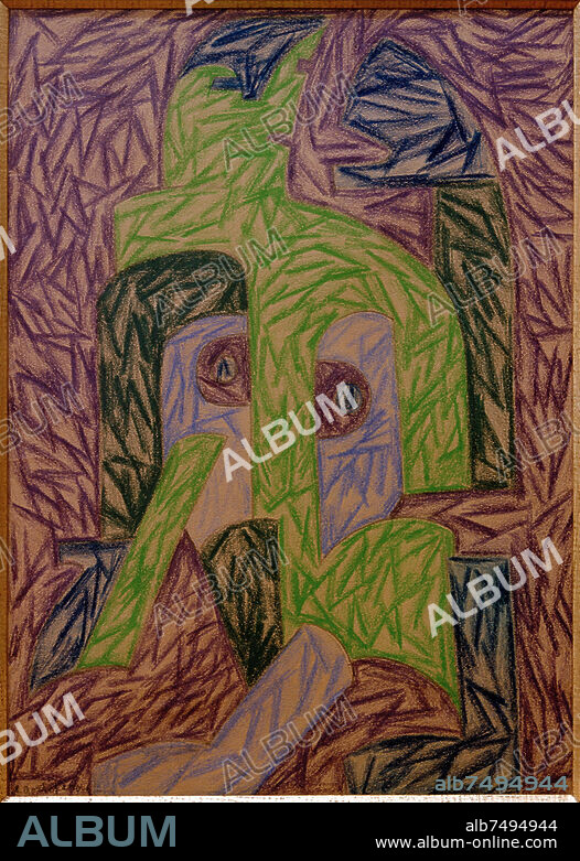 NATALIA SERGEJEWNA GONTSCHAROWA. Gontscharowa, Natalija Sergejewna 1881-1962. "Badende", um 1914. Buntstift auf Karton, 36 × 25,5 cm. Privatsammlung.