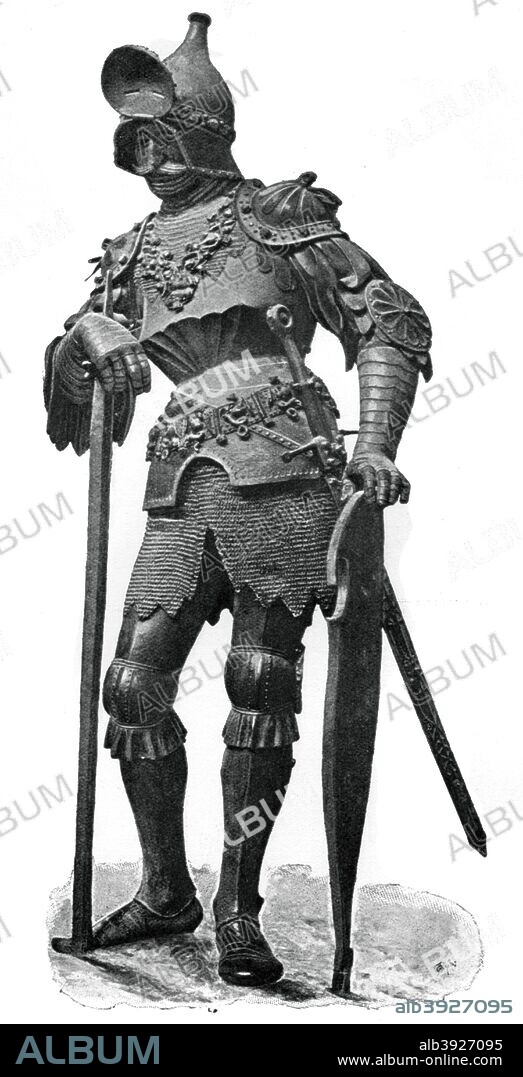 Theodoric, King of the Ostrogoths, 16th century, (1903). Bronze statue made in teh 16th century, of Theodoric (454 AD-526 AD) from the tomb of the Emperor Maximilian in the Franciscan Church at Innsbruck. Illustration from 'The World's History, A Survey of Man's Record, by Dr H F Helmolt, published by William Heinemann, (London, 1903).