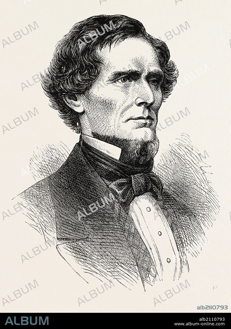 JEFFERSON DAVIS, He was an American statesman and leader of the Confederacy during the American Civil War, serving as President of the Confederate States of America for its entire history, from 1861 to 1865, US, USA, 1870s engraving.