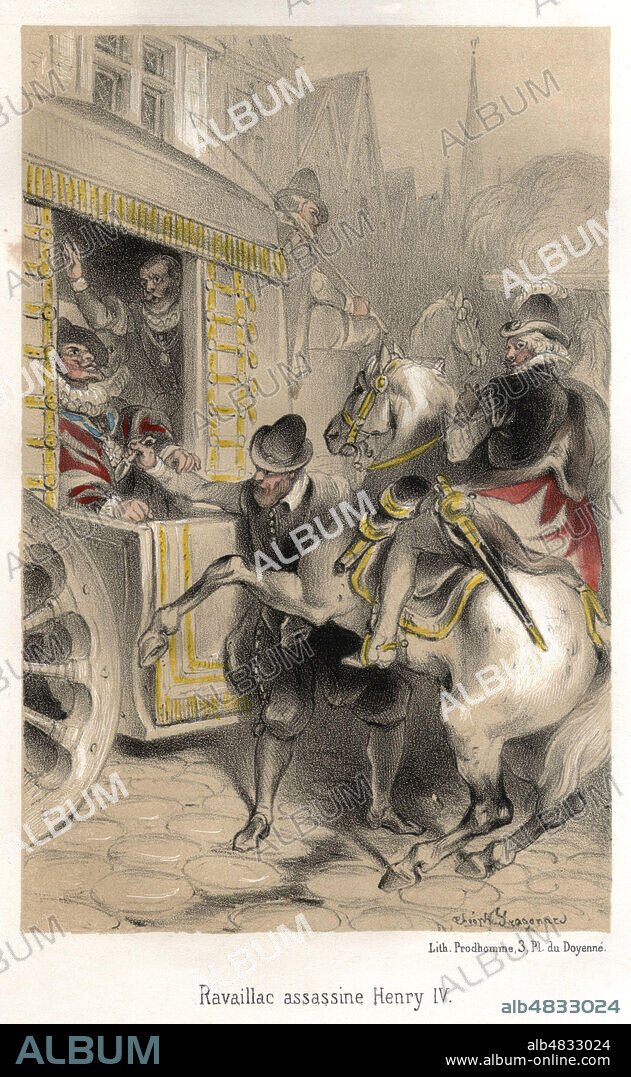 RAVAILLAC (1578-1610) assassine HENRI IV (1553-1610). Illustration de 1846 par Theophile FRAGONARD (1806-1876) pour Histoire des Jesuites par Adolphe BOUCHER (19 s.). Credit : Collection Jonas/Kharbine-Tapabor.