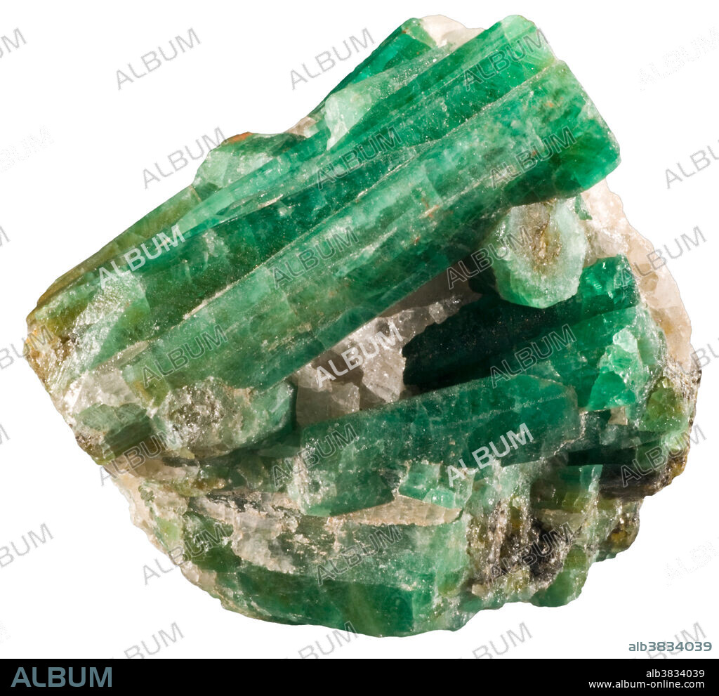 Emerald, a variety of beryl, from Carnaiba Mine, Pindobacu, Bahia, Brazil.