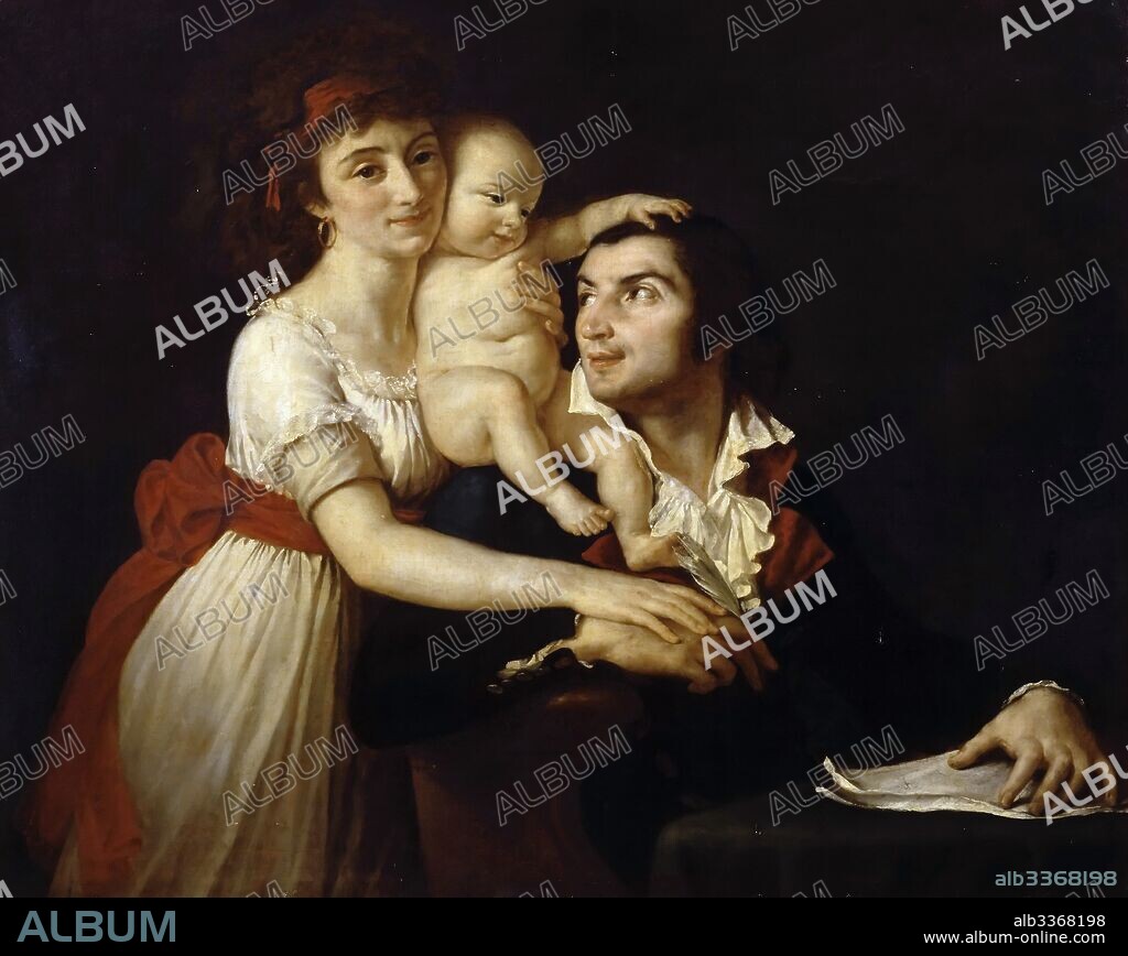 JACQUES LOUIS DAVID. Camille Desmoulins with his wife Lucile and child.