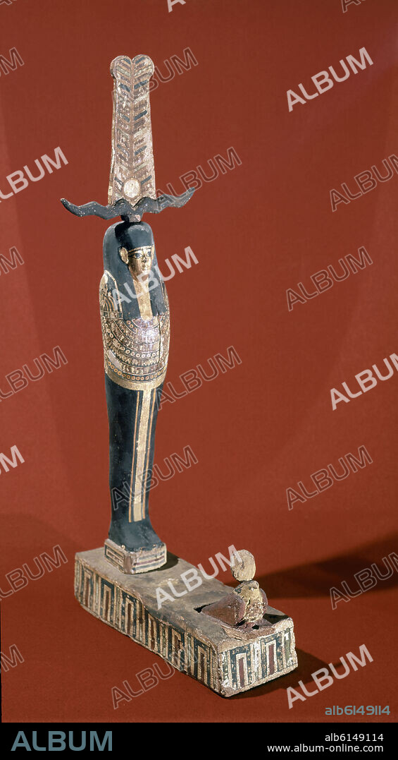 FIGURA FUNERARIA. FUSION DE LOS TRES DIOSES PTAH-SOKARIS-OSIRIS. BAJA EPOCA.