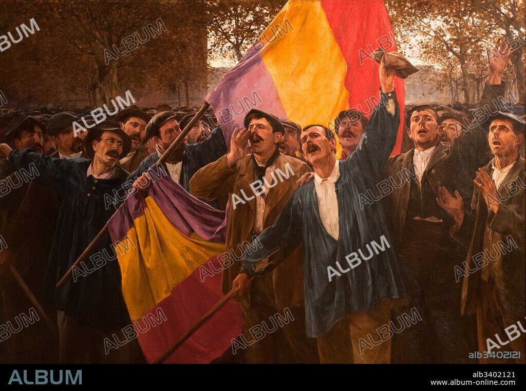 ANTONI ESTRUCH I BROS. Antonio Estruch Bros / "Manifestación por la República", 1904, Pintura (óleo sobre tela), 141,5 x 201,5 cm.