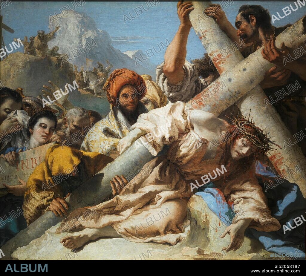 Giandomenico Tiepolo / 'Jesus Falls on the Path to Calvary', 1772, Italian School, Oil on canvas, 124,3 cm x 145 cm x 2,5 cm, P00358.
