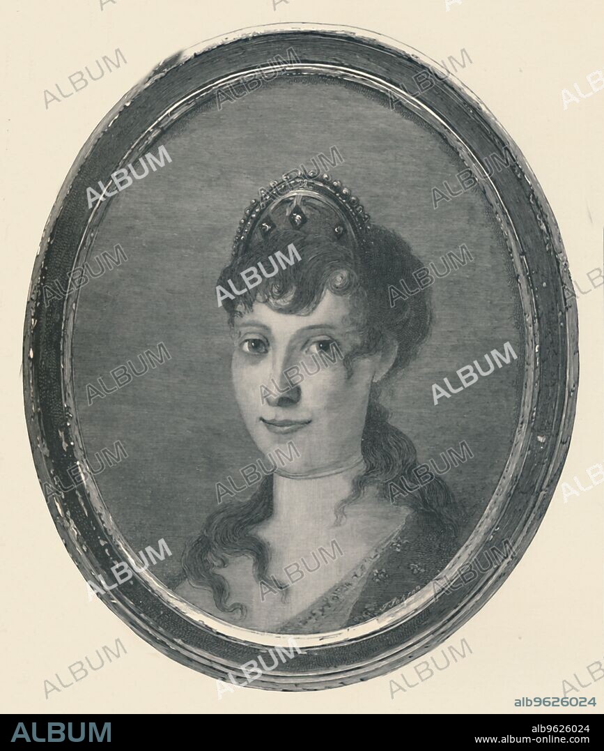 'Laetitia Ramolino - Wife of Carlo Buonaparte; Mother of Napoleon Bonaparte', c1780, (1896). Maria Letizia Buonaparte née Ramolino (1750-1836) was the mother of Napoleon I of France. From Life of Napoleon Bonaparte, Volume I, by William Milligan Sloane. [The Century Co., New York, 1896].