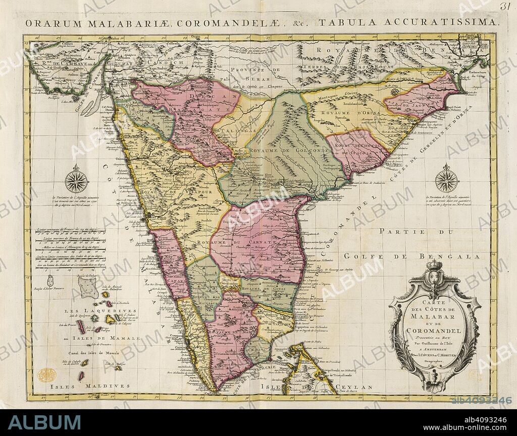 Malabar and Coromondel. Carte des cÃ´tes de Malabar et de Coromandel, par G. Amsterdam : Covens et Mortier, 1730. Map of the coast of Malabar and Coromondel. South west coast of India.  Image taken from Carte des cÃ´tes de Malabar et de Coromandel, par G. de l'Isle...  Originally published/produced in Amsterdam : Covens et Mortier, 1730. . Source: Maps.K.Top.115.63, 31. Language: Dutch.