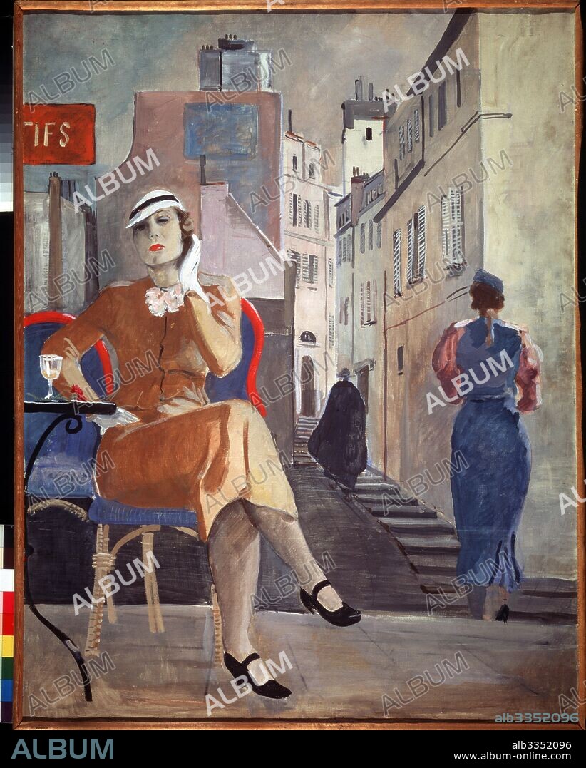 ALEXANDER ALEXANDROVICH DEINEKA. Paris. In a café.
