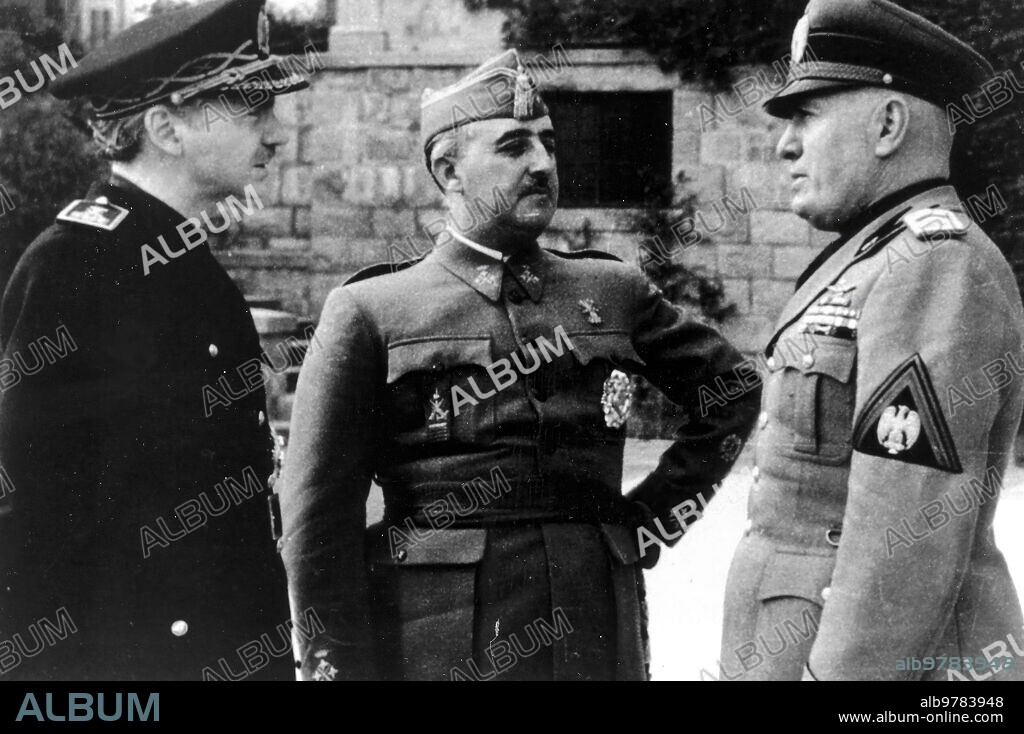 February 11, 1941. Franco, Mussolini and Serrano Suñer.