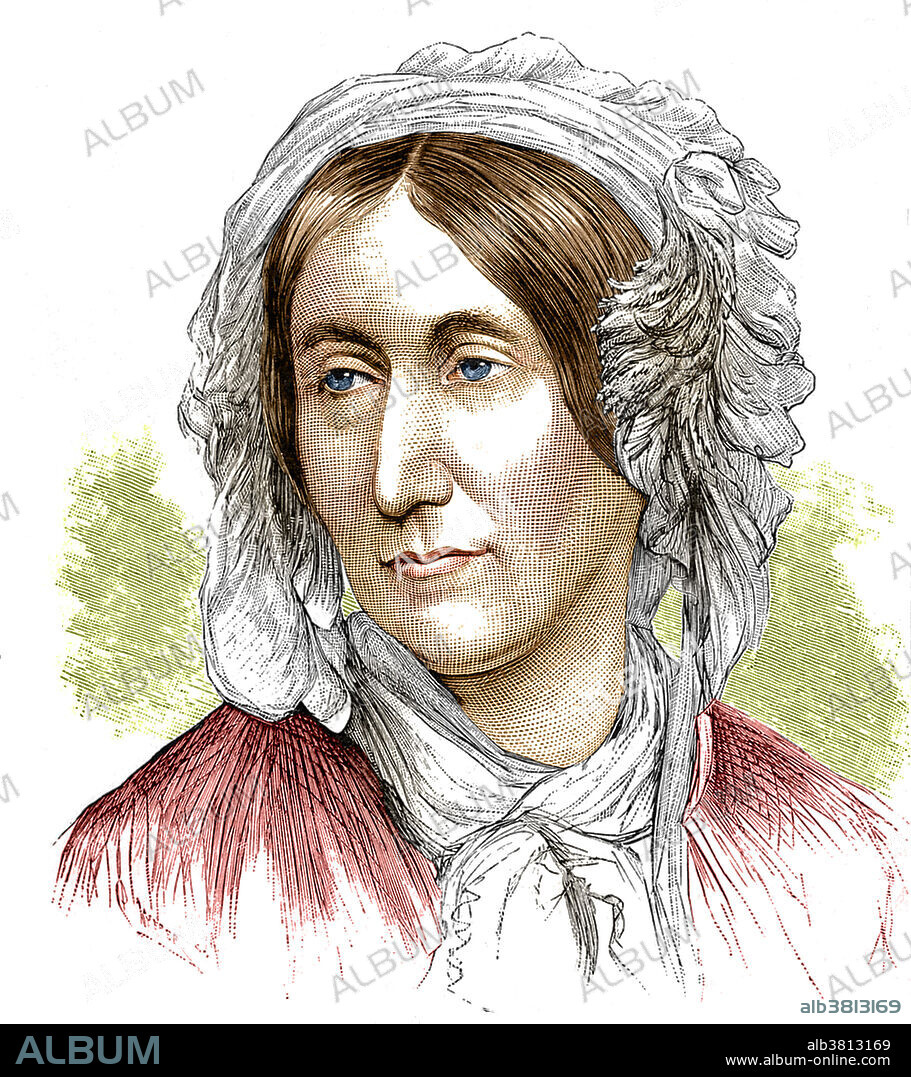 Color enhanced illustration of Mary Fairfax Greig Somerville (1780 - 1872), a Scottish astronomer and mathematician. Somerville won international acclaim when she wrote 'Physical Geography' in 1848. She also funded the first women's college at Oxford University, which was named after her.
