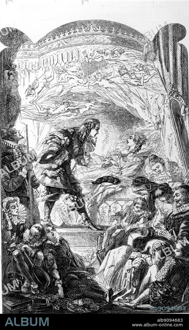The Sleeping Beauty. Sleeping Beauty depicted by James Godwin in Planche's Four and Twenty Fairy Tales, 1858.