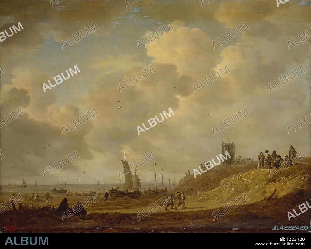 JAN VAN GOYEN. 'The Shore at Egmond-aan-Zee'. Holland, 1645. Dimensions: 54x72 cm.