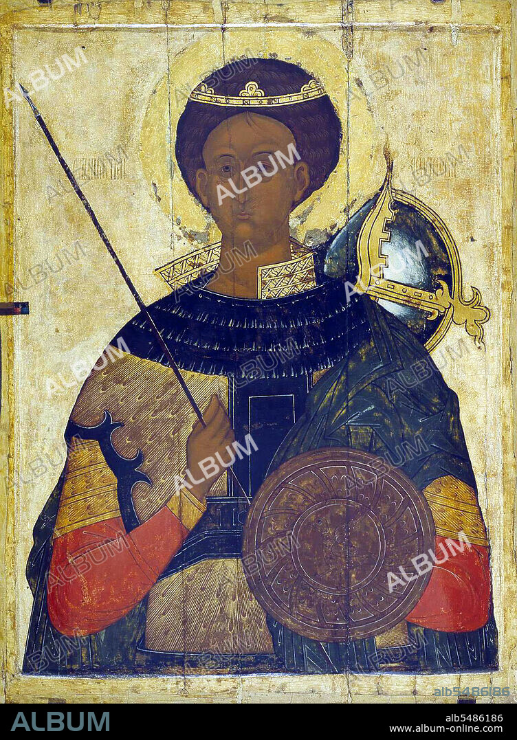Saint Demetrius of Thessaloniki was a Christian martyr, who lived in the early 4th century. During the Middle Ages, he came to be revered as one of the most important Orthodox military saints, often paired with Saint George. His feast day is 26 October for Christians following the Gregorian calendar and 8 November for Christians following the Julian calendar. Some scholars believe that for four centuries after his death, St. Demetrius had no physical relics, and in their place an unusual empty shrine called the 'ciborium' was built inside Hagios Demetrios. What is currently purported as his remains subsequently appeared in Thessaloniki, but the local archbishop (John of Thessaloniki, 7th century) was publicly dismissive of their authenticity. These are now also kept in Hagios Demetrios. According to believers, these relics were ascertained to be genuine after they started emitting a liquid and strong scented myrrh. This gave the saint the epithet 'Myrovlatas'.