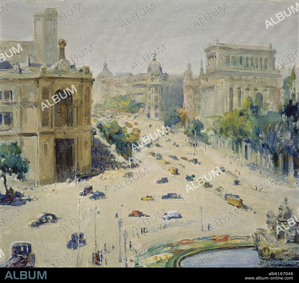 SANTA MARIA MARCELIANO (1866-1952). LA CALLE DE ALCALA - 1944 - I.N.6894 - O/L - 54X60 CM.