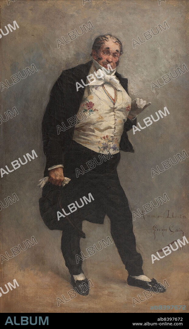 GEORGES JULES AUGUSTE CAIN. Portrait de Lhéritier (Romain Thomas, dit), acteur (1809-1885) dans le rôle de Cordenbois de "la Cagnotte" de Labiche, 1881.