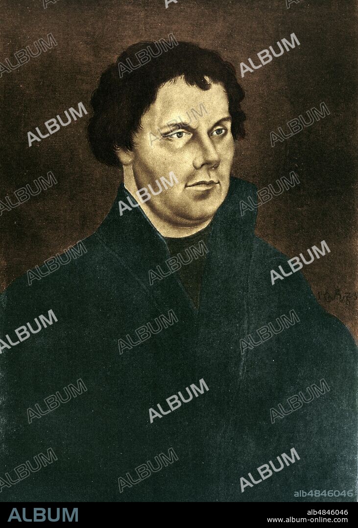 Martin LUTTER (10 November 1483 - 18 February 1546) German theologian, initiator of the Protestant Reform of the Church. Lithograph, sd.
