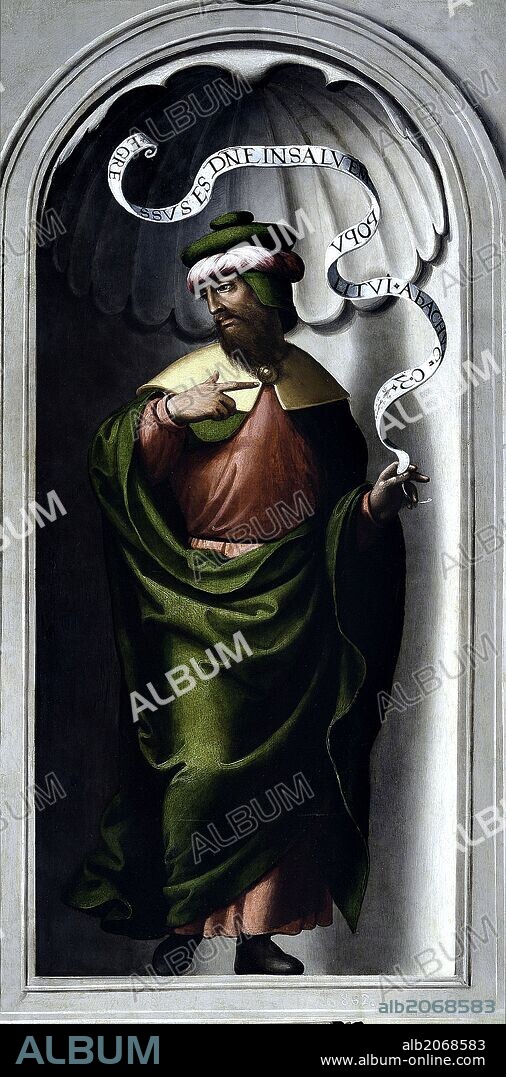 JUAN CORREA DE VIVAR. 'El profeta Habacuc', Hacia 1535, Escuela Española, Óleo sobre Tabla, 89 cm x 44 cm.