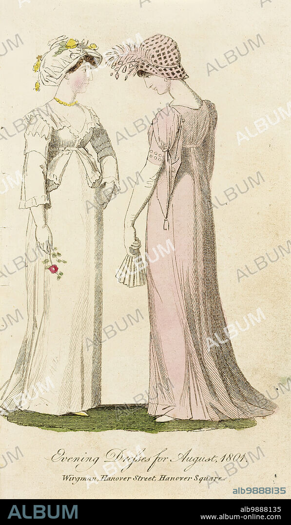 Fashion Plate (Evening Dresses for August, 1801), 1801. From The Lady's Monthly Museum..
