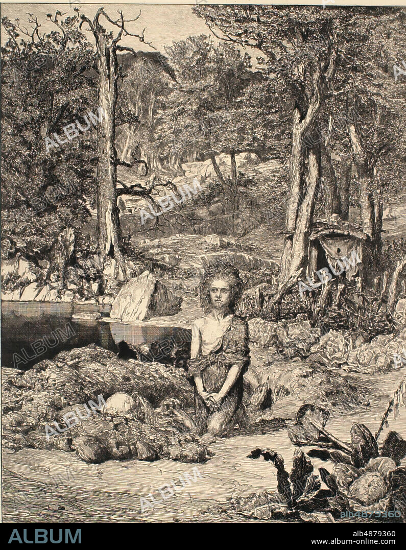 Max Klinger, German, 18571920, Intermezzi, Opus IV, Bl. 8: Simplicius am Grab des Einsiedlers (Simplicius at the Hermit's Grave), 1881, Etching and aquatint on paper, image: 11 5/8 x 9 1/8 in. (29.5 x 23.2 cm).